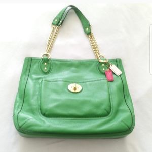 Coach Poppy Pebbled Leather Medium Chain Tote